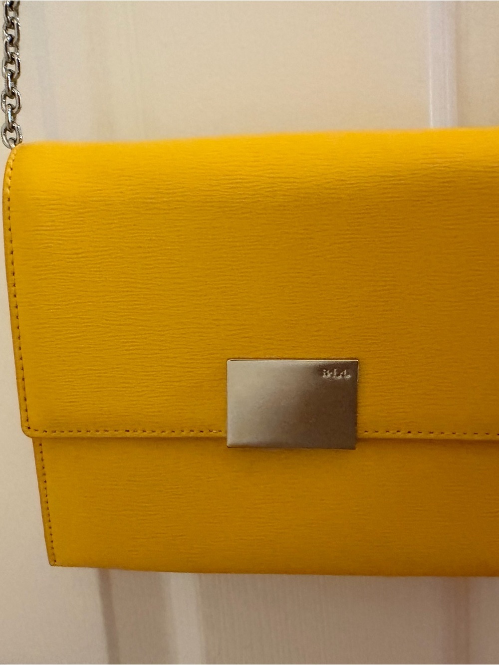 Lauren Ralph Lauren Yellow Leather Crossbody with Chain Strap - Picture 2 of 5